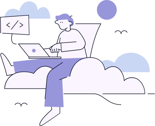Illustration of a person coding on a laptop