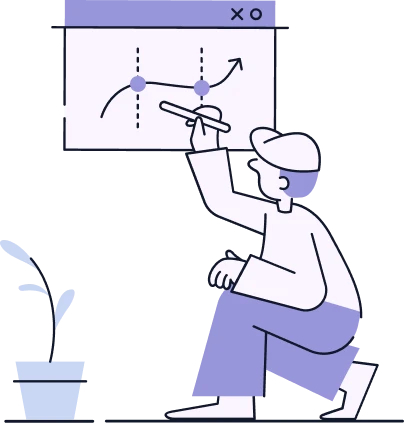 Illustration of a person designing on a digital whiteboard